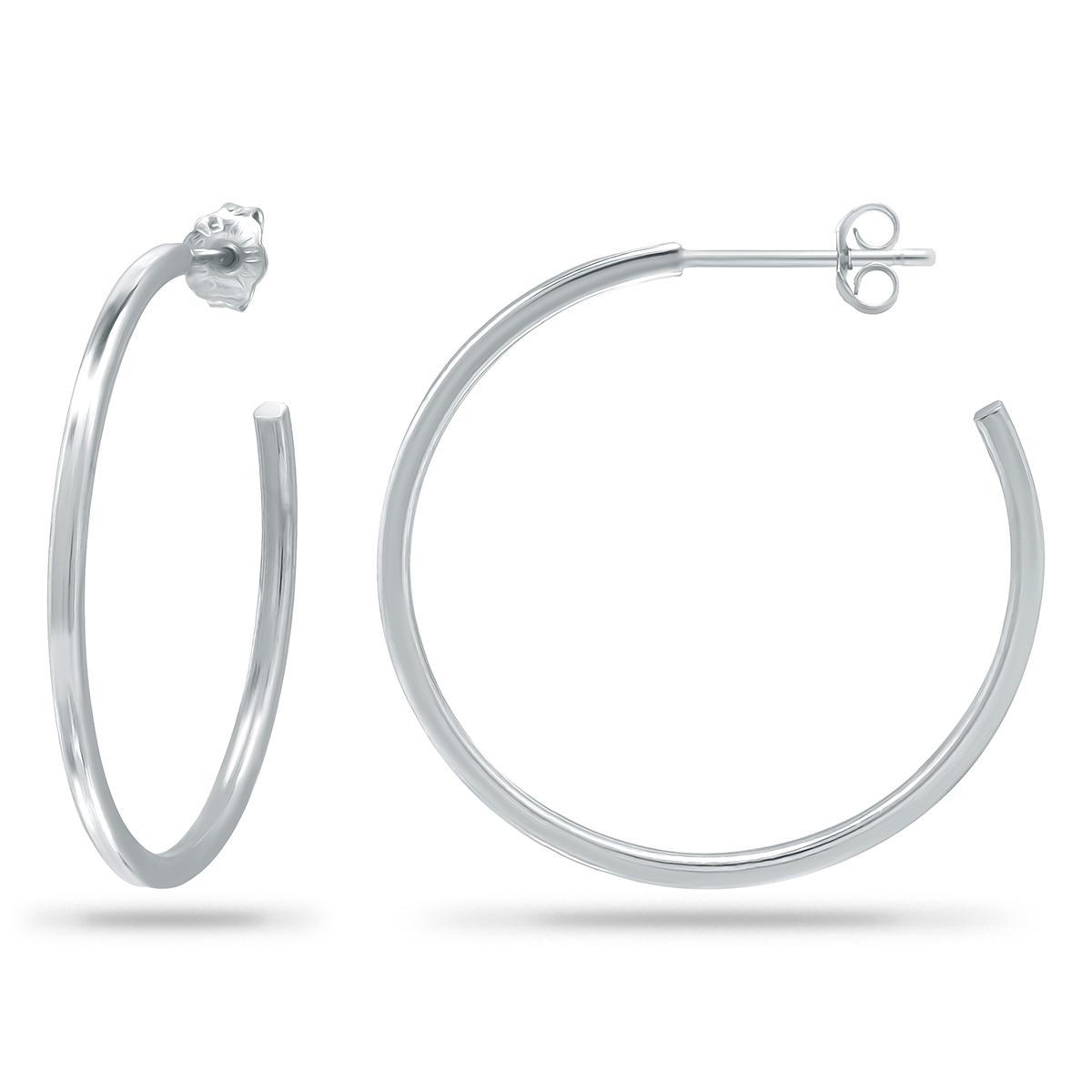 Sterling Silver Diamond Cut 30mm J Hoop Earrings