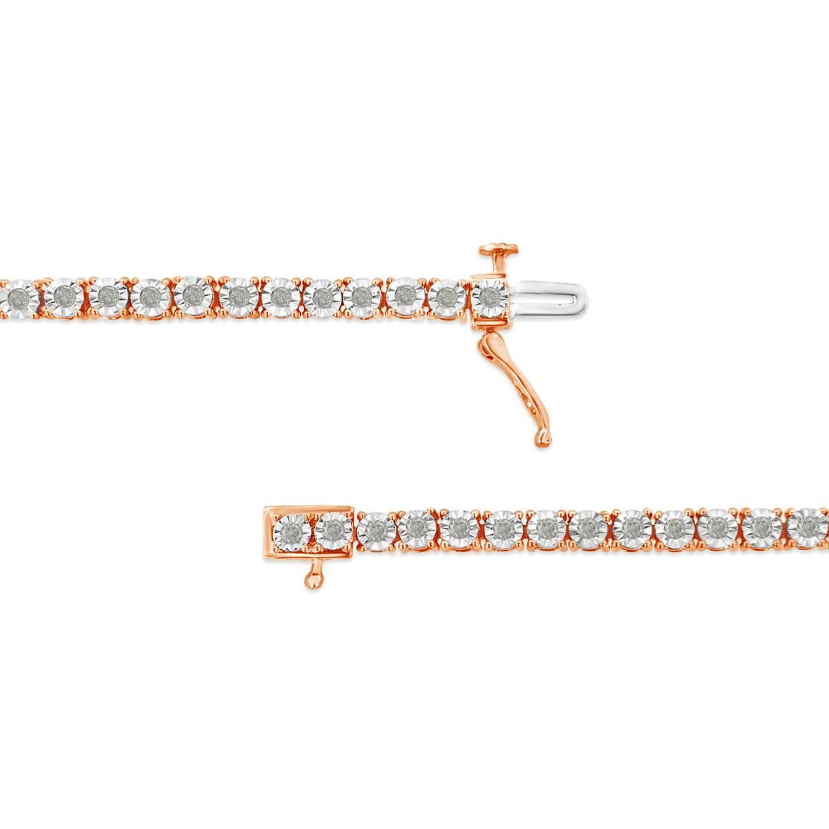 Haus of Brilliance Rose Gold over Silver Tennis Bracelet