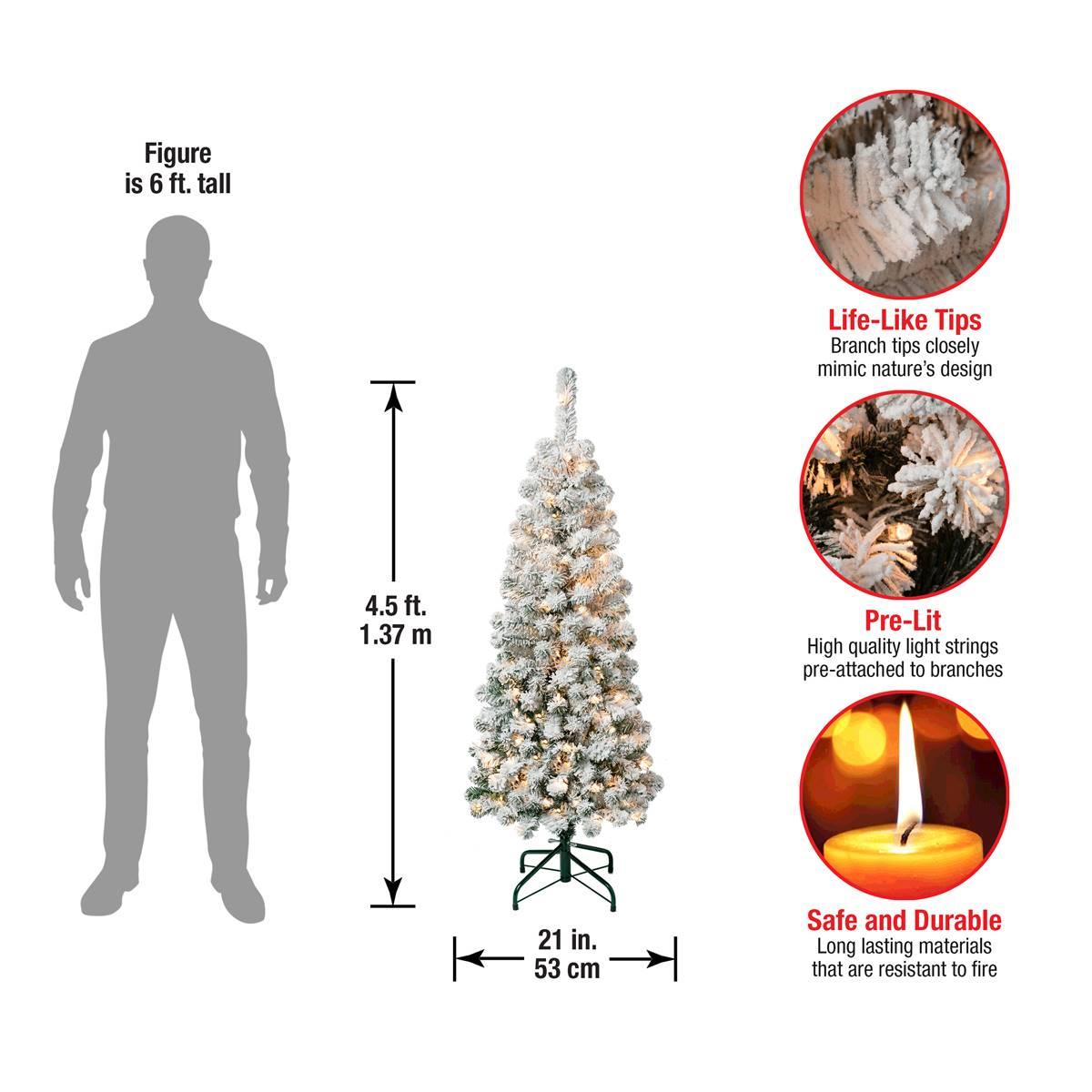 National Tree 4.5ft Acacia Pencil Slim Flocked Tree w/ 100 Lights