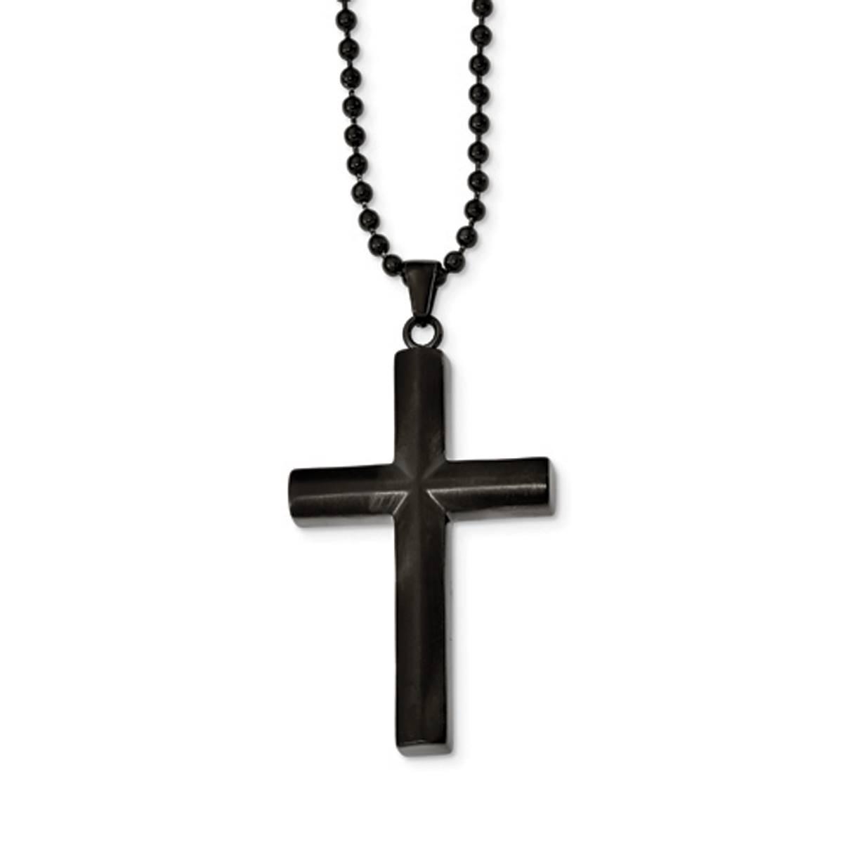 Mens Gentlemen's Classics(tm) Black Plated & Brushed Cross Necklace