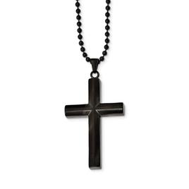 Mens Gentlemen's Classics(tm) Black Plated & Brushed Cross Necklace