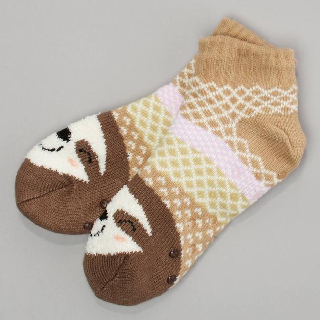 Womens Fuzzy Babba Short Cozy Warmer Ribbed Sloth Slipper Socks