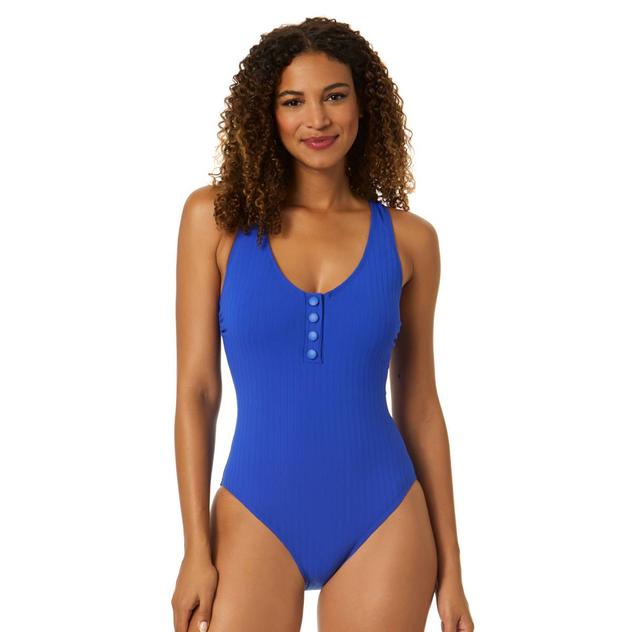 Womens Anne Cole Luna Texture Scoop Neck One Piece Swimsuit