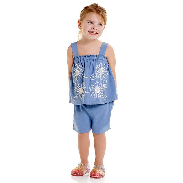 Toddler Girl Japna Kiwi Floral Embroidered Tank Top & Short Set