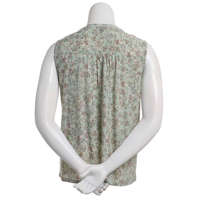Petite Napa Valley Sleeveless Sketch Floral Pleat Henley