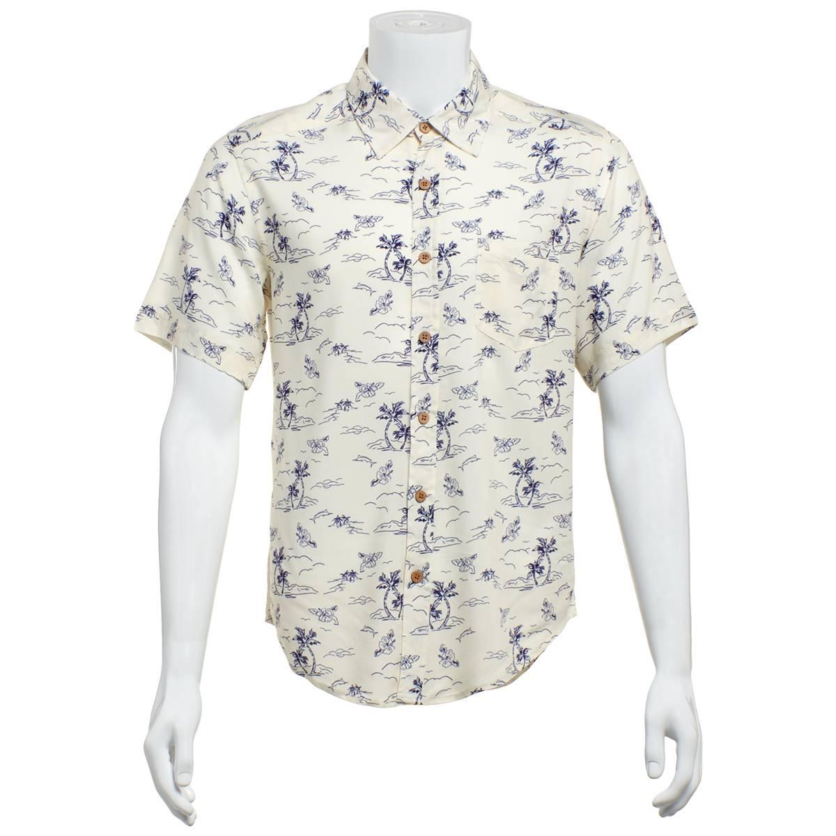 Mens Joe Marlin Palm Tree Island Button Down Shirt