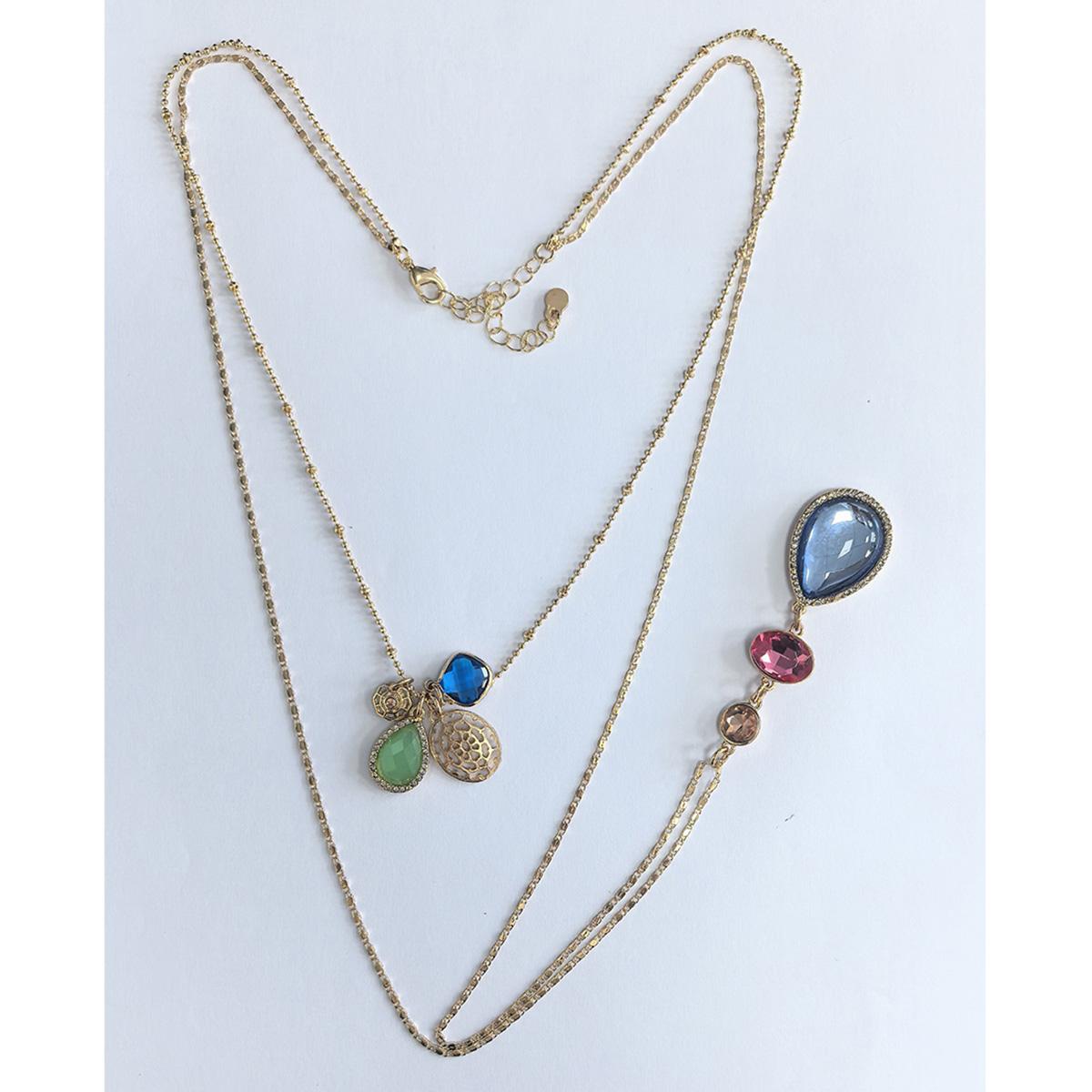 Ashley Cooper(tm) Gold-Tone Beaded Blue Teardrop Pendant