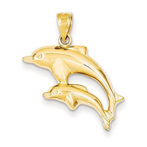 Gold Classics(tm) 14kt. Dolphin Pair Pendant