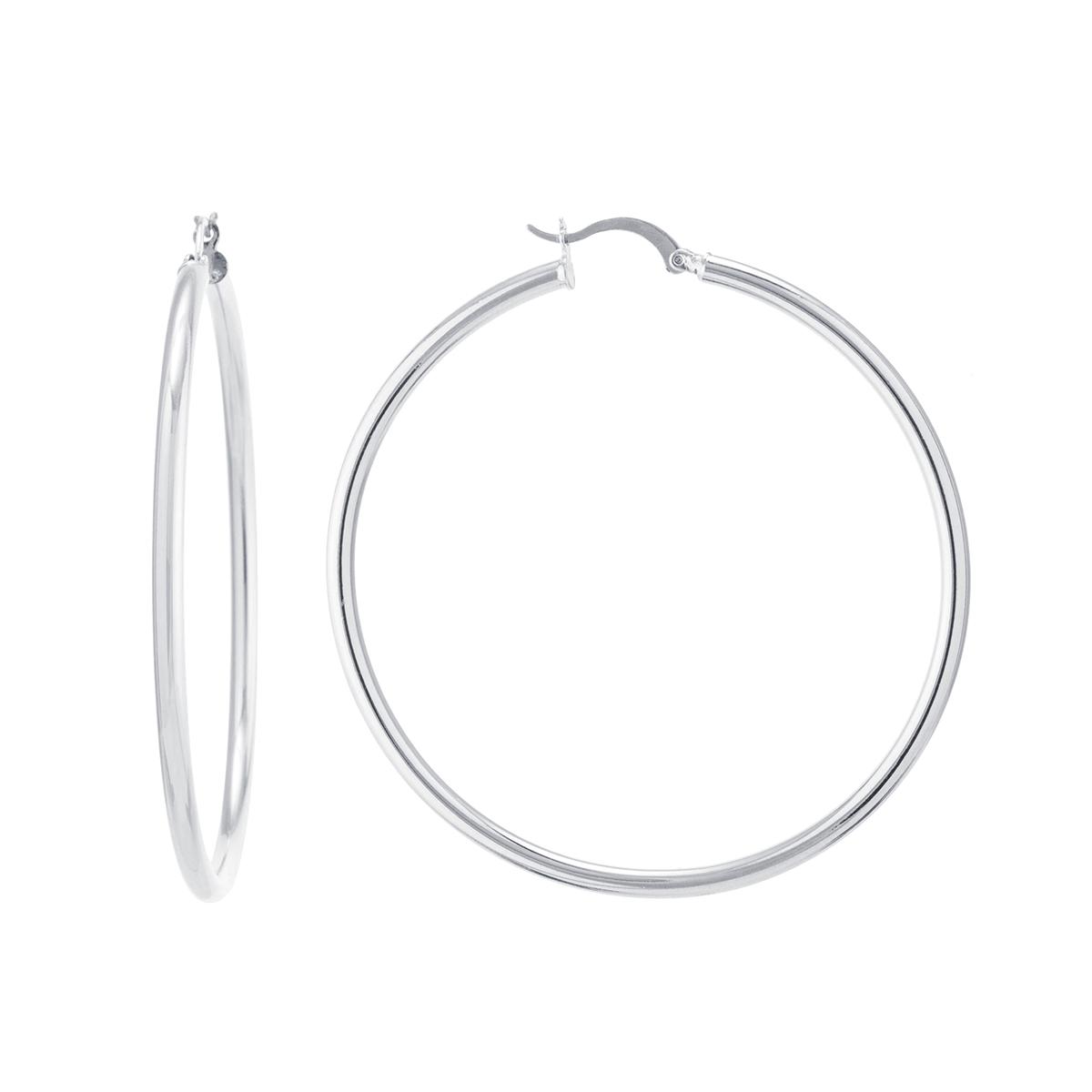 Fine Silver Plated 66mm Hoop Earrings