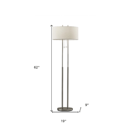 HomeRoots 62in. Silver Task Floor Lamp With Drum Shade