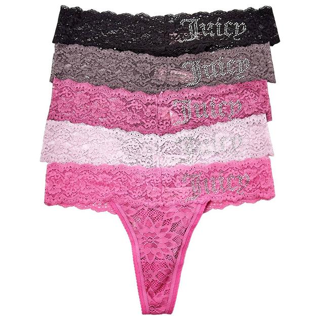 Juniors Juicy Couture 5pk. Lace Thong Panties - JC9889-5PKDR