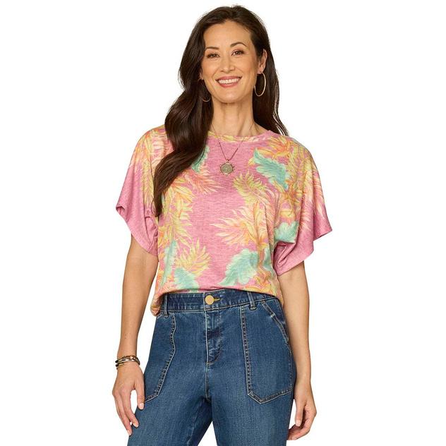 Petite Democracy Short Dolman Sleeve Leaf Tee