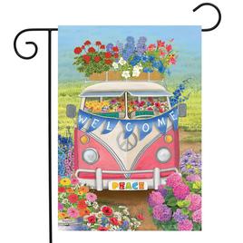 Briarwood Lane Welcome Peace Van Floral Garden Flag