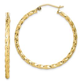 Gold Classics(tm) 10kt. Twisted Diamond Cut 35mm Hoop Earrings