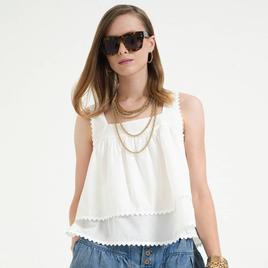 Womens MNK Sleeveless Square Neck Woven Blouse