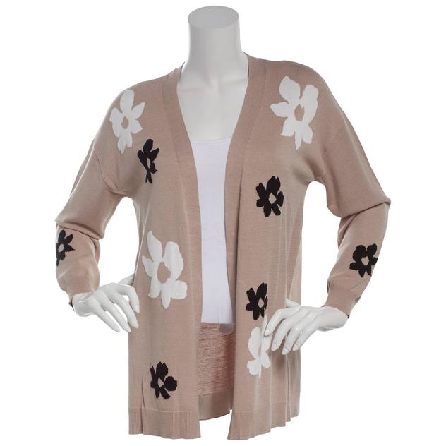 Plus Size Hanna & Gracie Long Sleeve Floral Intarsia Cardigan