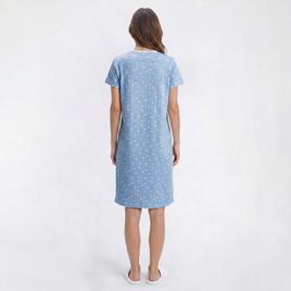 Womens Elizabeth & Nicole Blush Rosette Lace Henley Nightgown