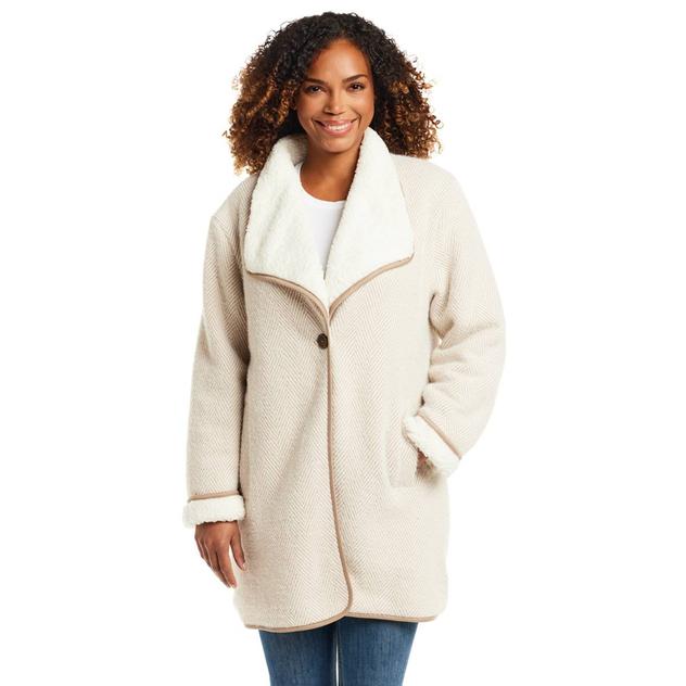 Womens Weatherproof® Herringbone Sherpa Lined Coatigan