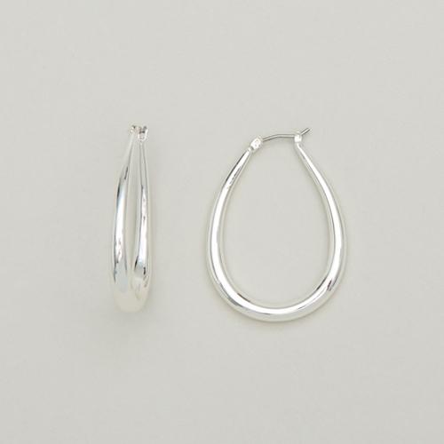 Napier Silver-Tone Oval Tubular Hoop Earrings