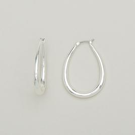 Napier Silver-Tone Oval Tubular Hoop Earrings