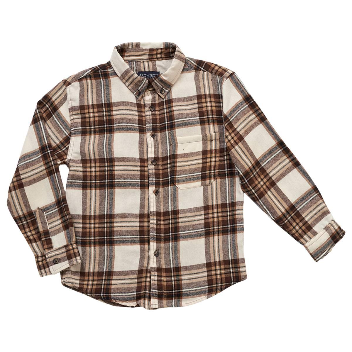 Boys (8-20) Architect(R) Flannel Shirt - Cream/Brown