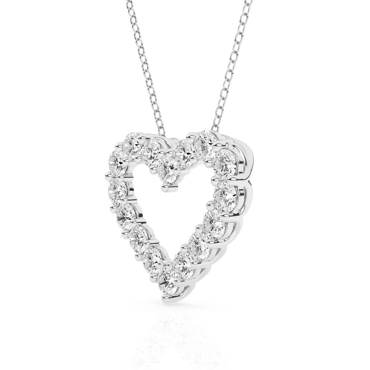 Nova Star® 14kt. White Gold 1ctw. Lab Grown Diamond Heart Pendant