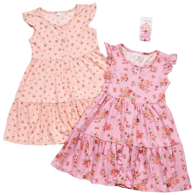 Girls (4-6x) BTween® 2pk. Short Sleeve Floral Button-Up Dress
