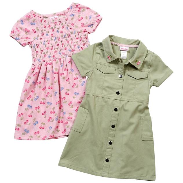 Girls (4-6x) Little Lass® 2pk. Twill & Floral Smocked Dresses