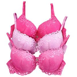Womens Juicy Couture 3pk Lace Push Up Bra with Charm JC2041-3PKCW