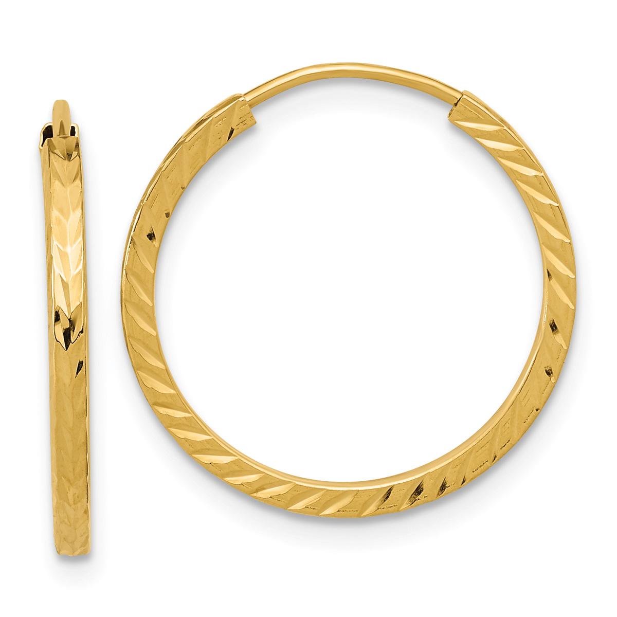 Gold Classics(tm) 20mm. 14kt Diamond Cut Square Tube Earrings