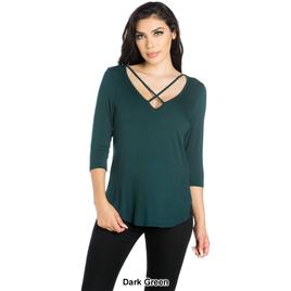 Womens 24/7 Comfort Apparel Criss Cross Neck Tee