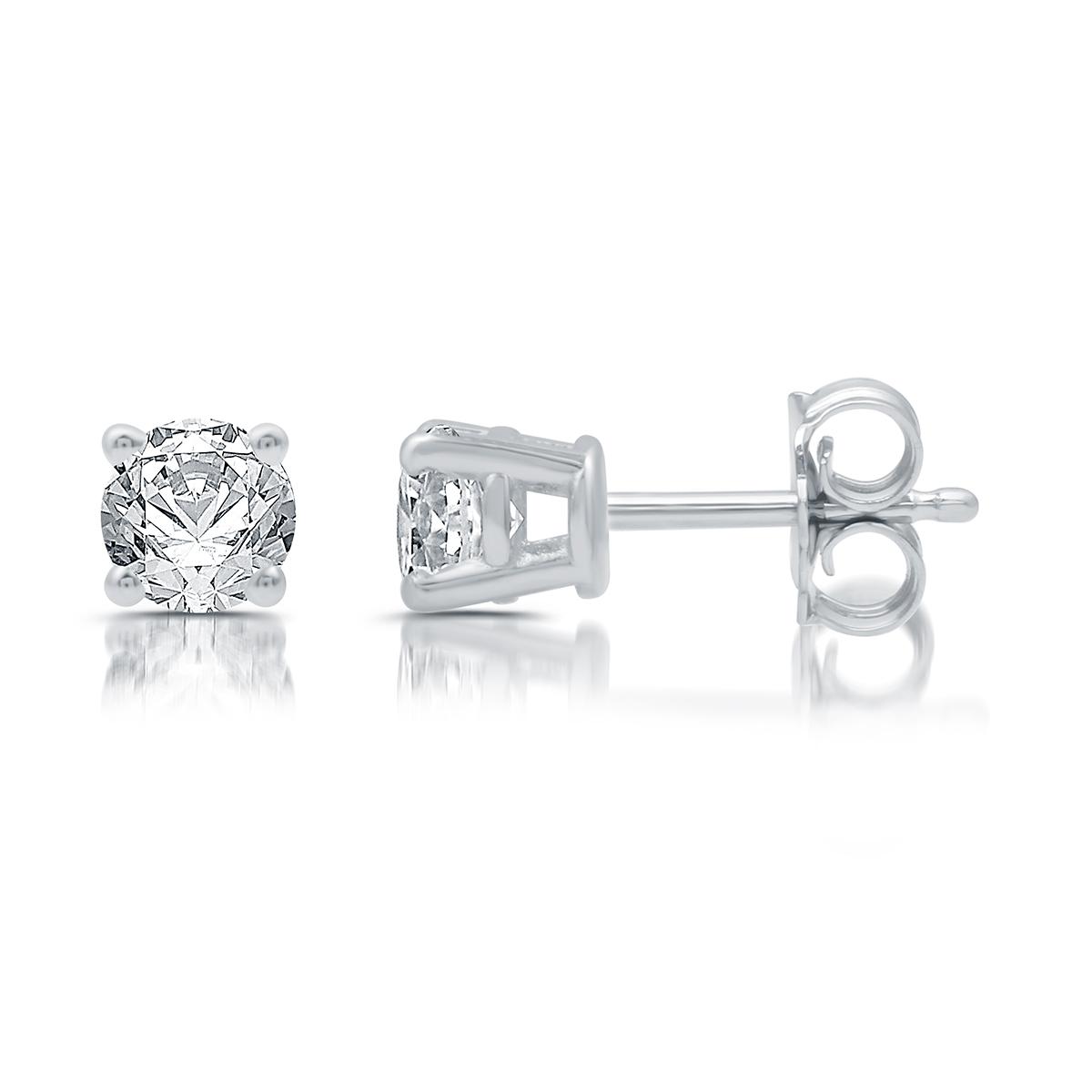 Nova Star® White Gold Lab Grown Diamond Prong Stud Earrings