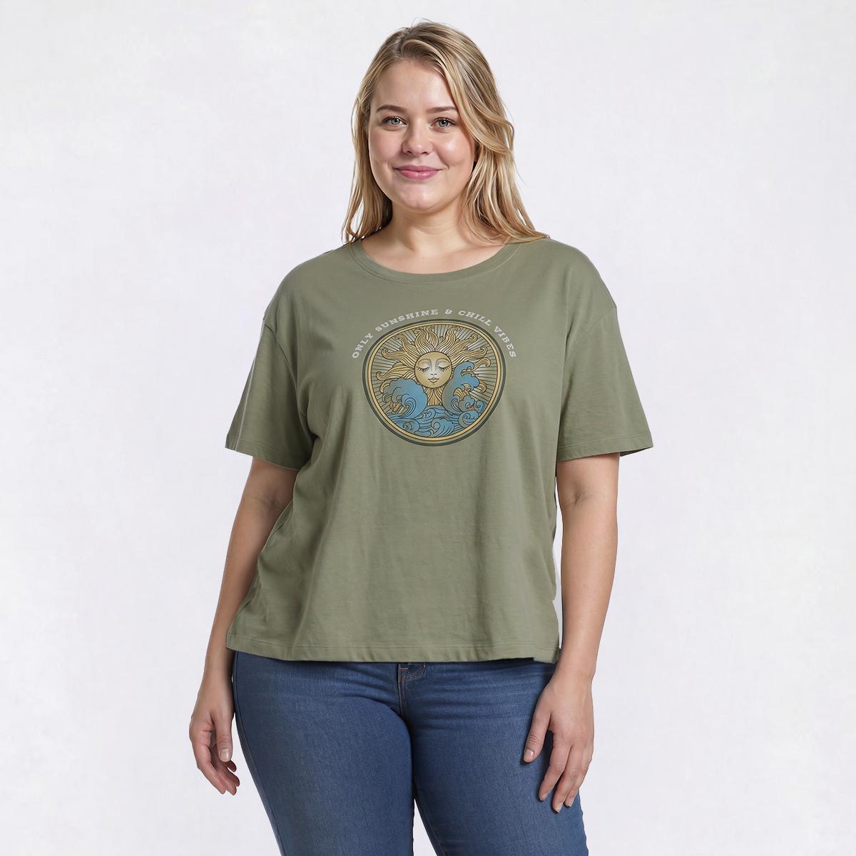 Juniors Plus Attitude Not Included Drop Shoulder Boyfriend Tee
