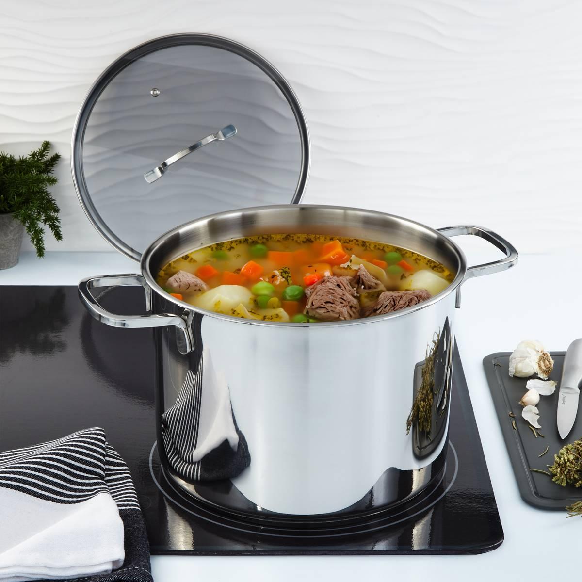 BergHOFF Helix Stainless Steel 10.25in. Stockpot w/ Glass Lid