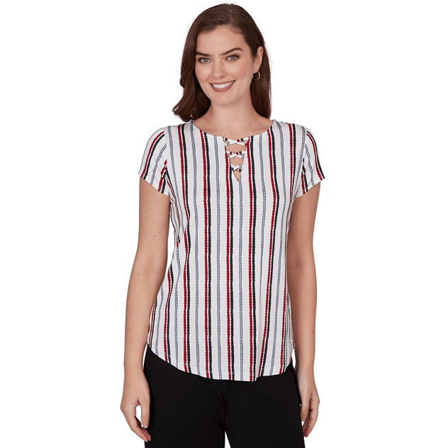 Womens Emaline Sapphire Serenade II Stripe Rope Blouse