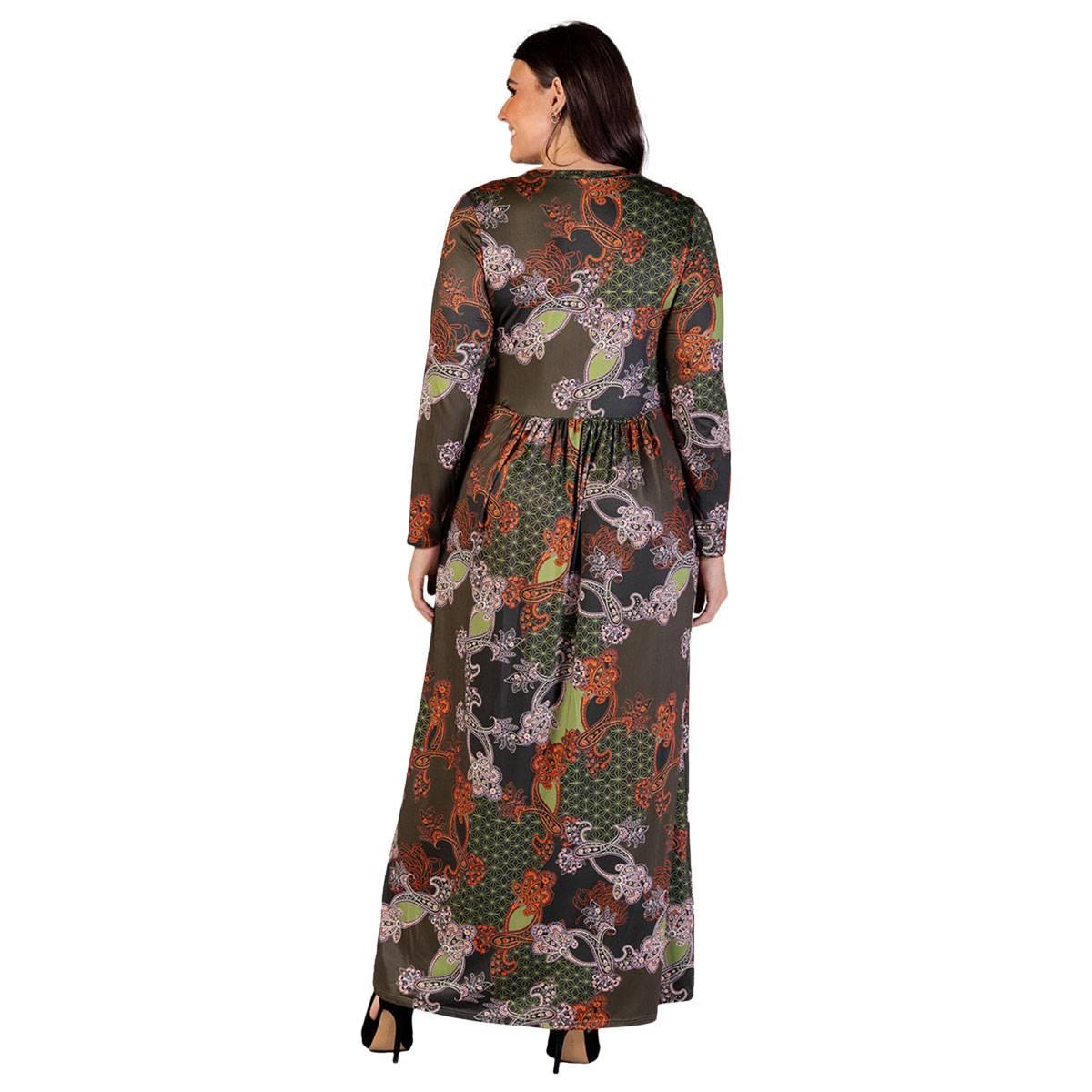 Plus Size 24/7 Comfort Apparel Green Empire Waist Maxi Dress