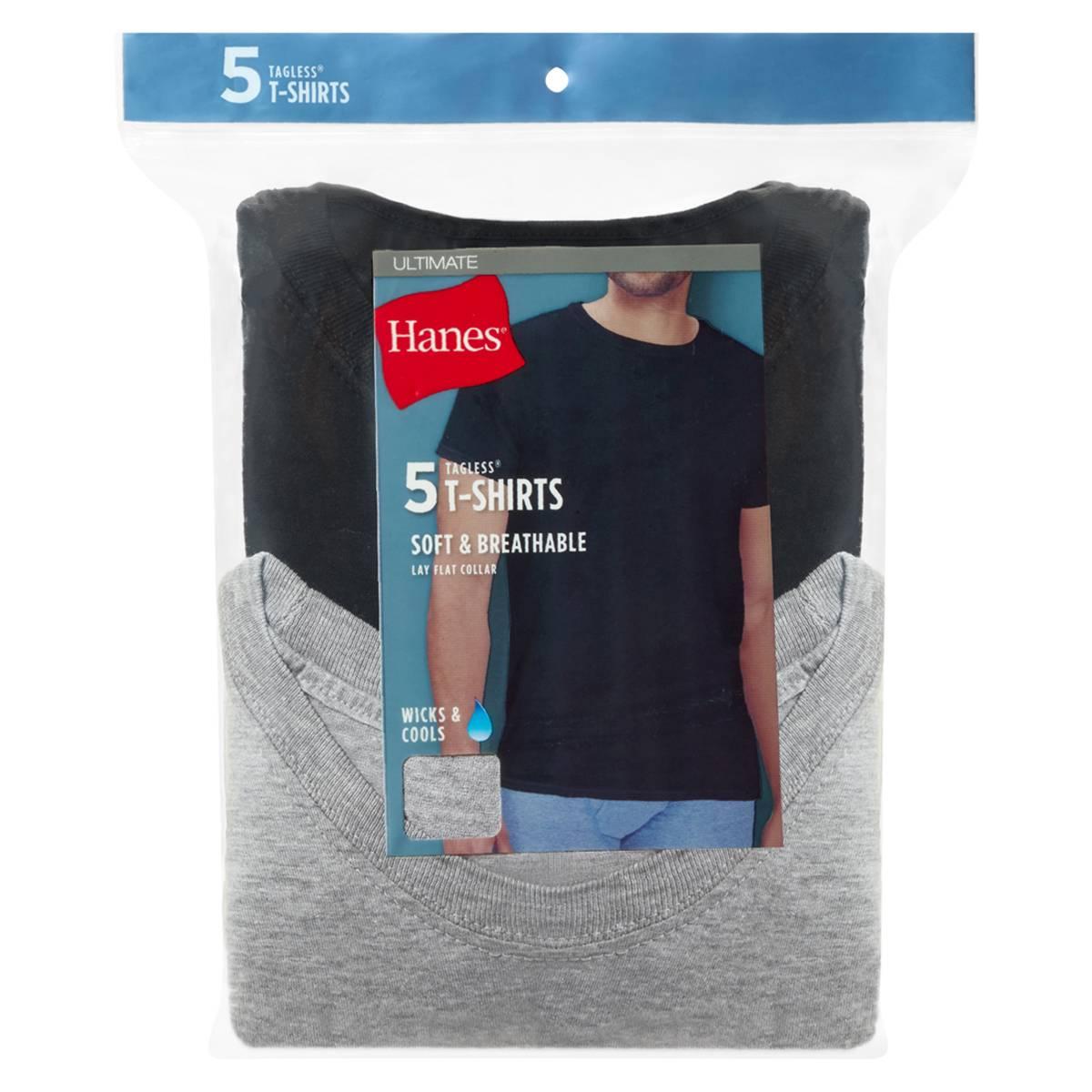 Mens Hanes Ultimate® Core 5pk. Tee - Black/Grey