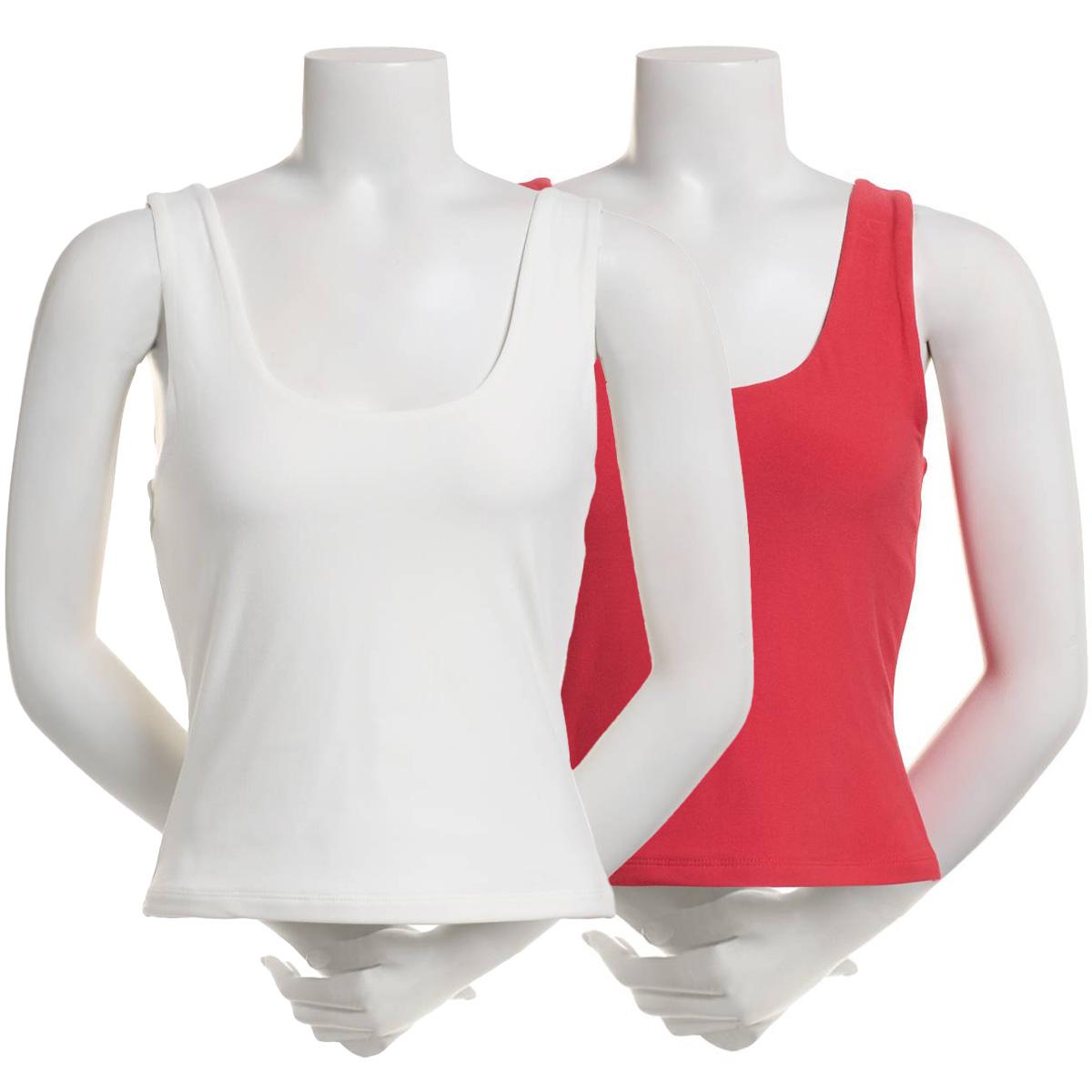 Juniors Pink Rose 2pk. Jersey Double Lined Scoop Neck Tanks