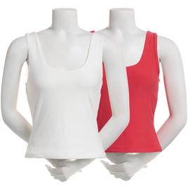 Juniors Pink Rose 2pk. Jersey Double Lined Scoop Neck Tanks