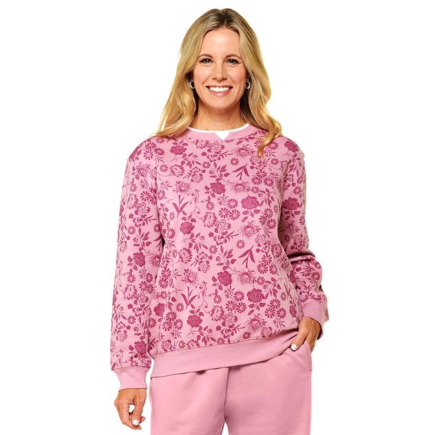 Womens Hasting & Smith Long Sleeve Floral Fleece Sweatshirt