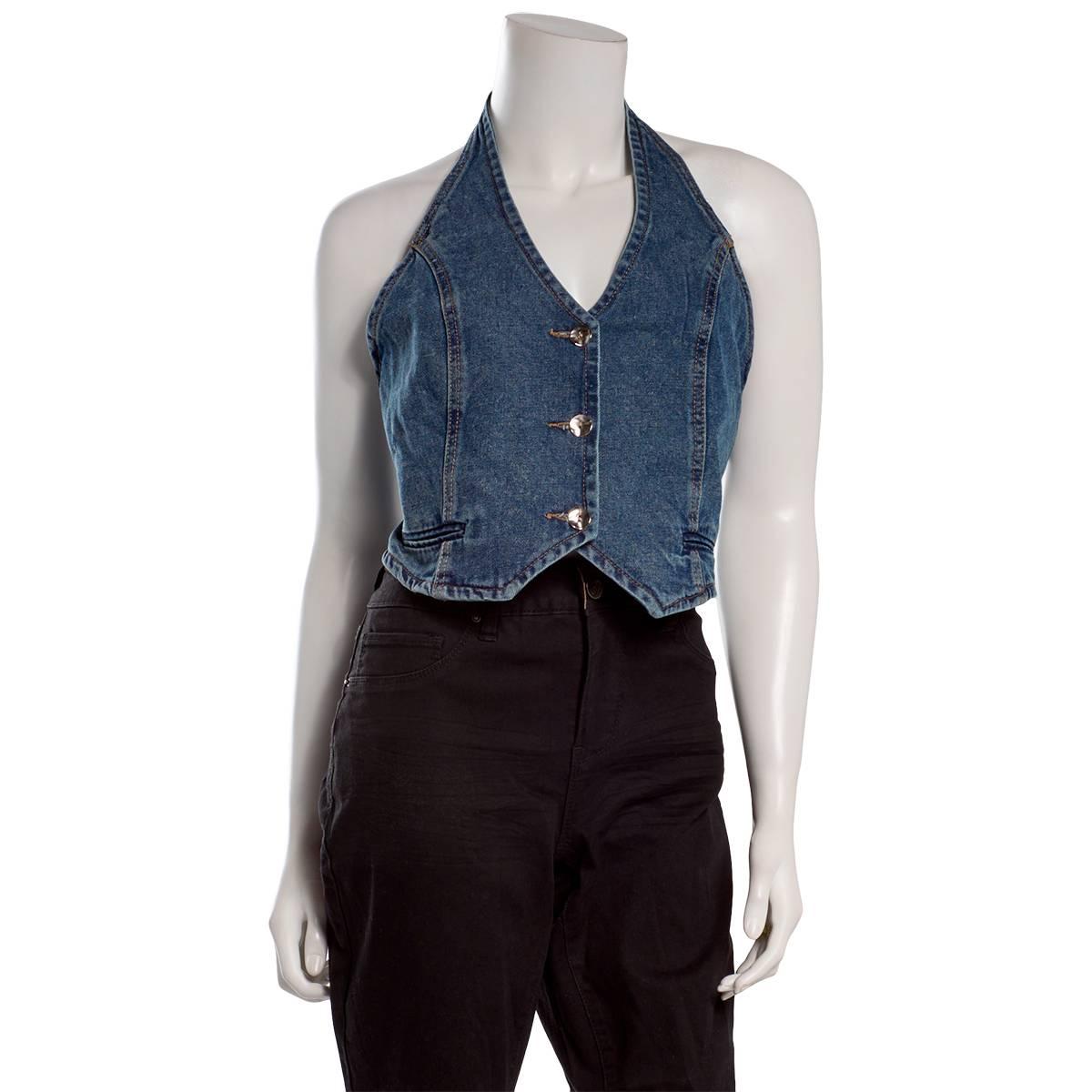 Juniors Indigo Rein Halter Vest Top