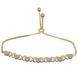 Accents Gold Plated Diamond Accent X & Heart Bracelet