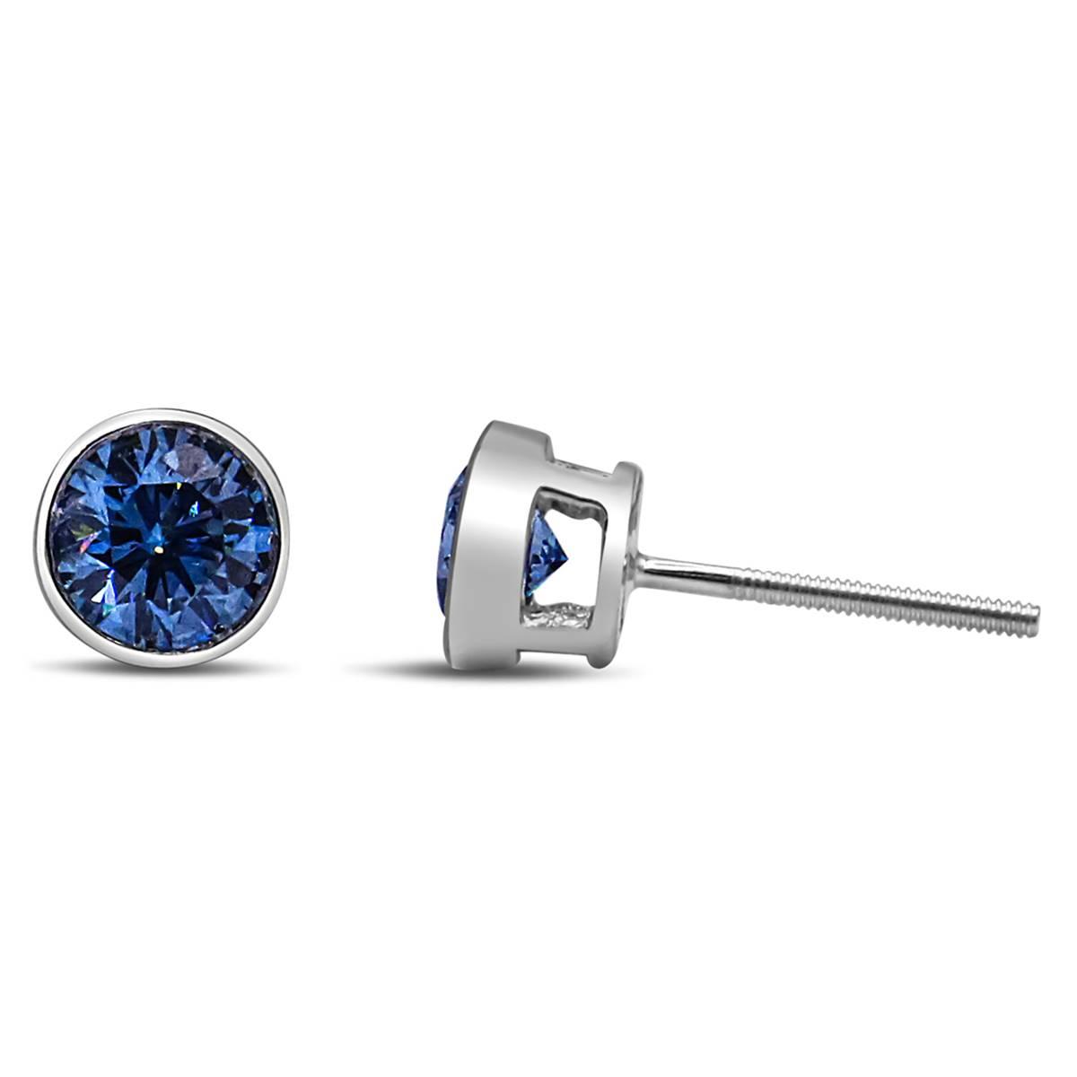 Haus of Brilliance 1ctw. Blue Lab Grown Diamond Stud Earrings