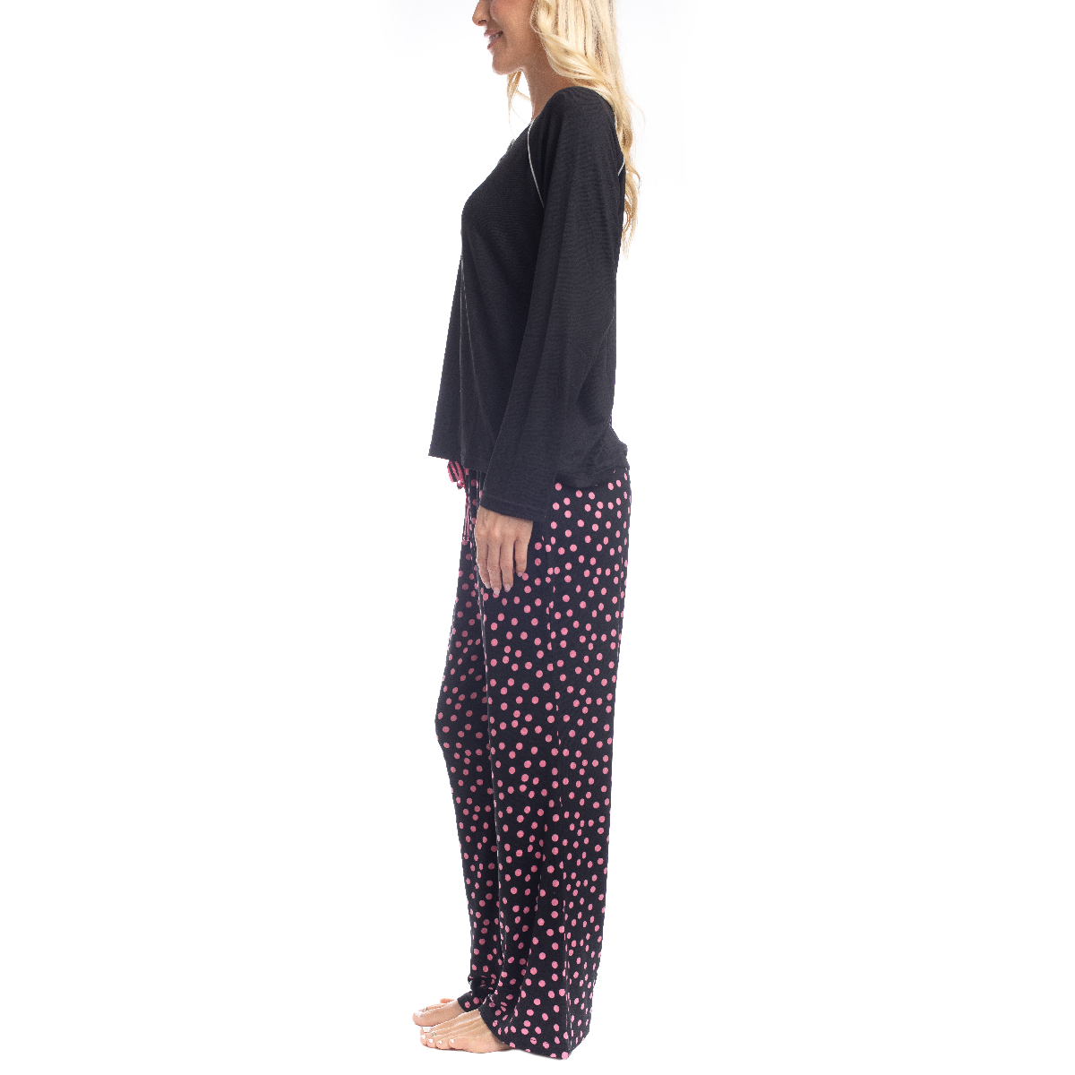 Womens Goodnight Kiss Cherry & Merry Dot Henley Pajama Set