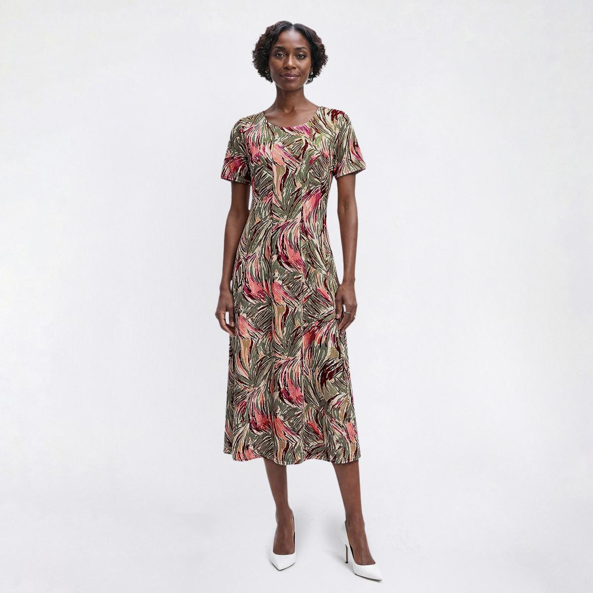 Womens Cocomo Short Sleeve Abstract Gomez Panel Shift Dress
