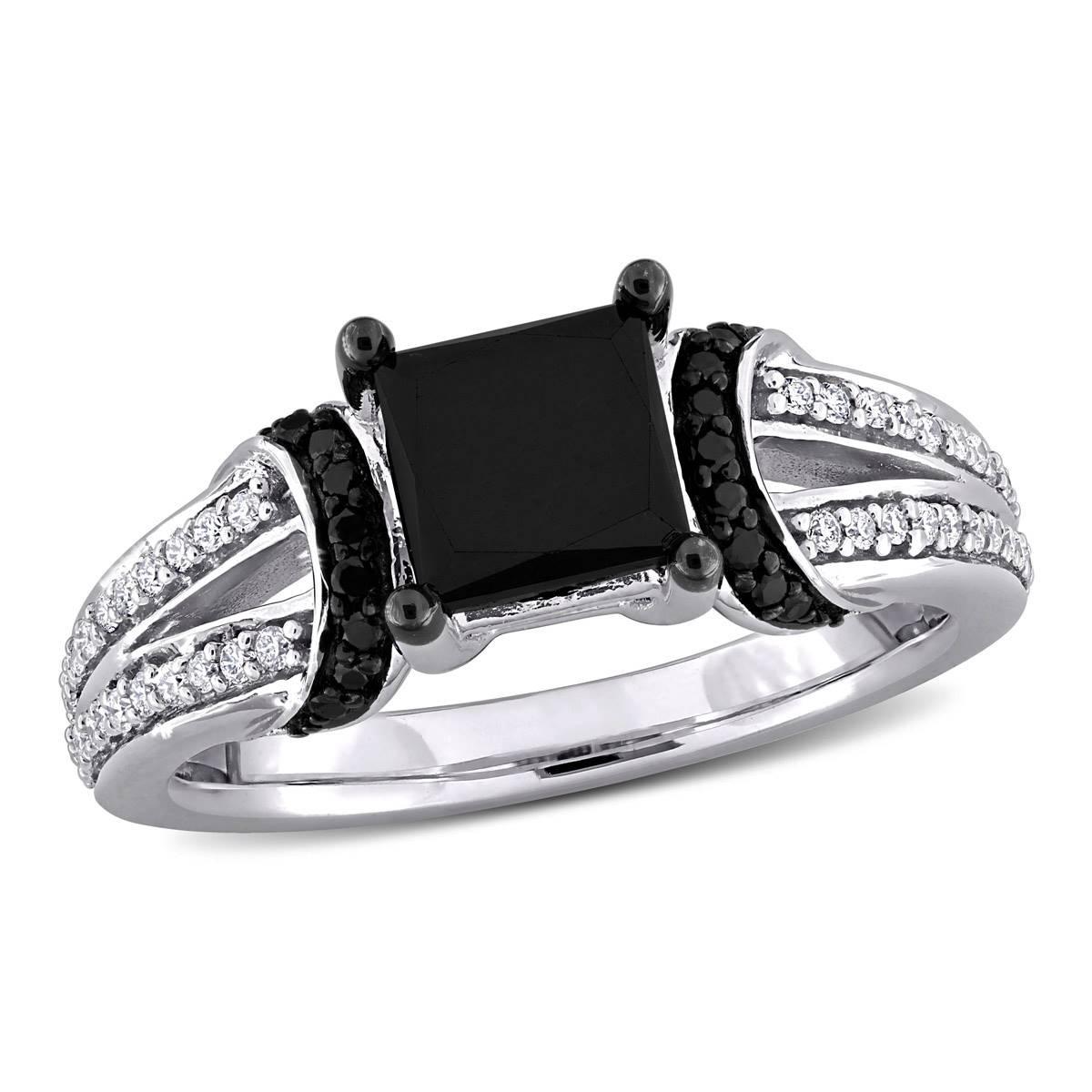 Sophia B 2 1/4ctw. Black & White Princess Diamond Ring