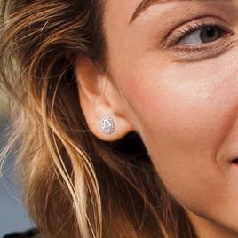 Gemstone Classics™ 2 1/3ctw. Dew Moissanite Halo Earrings
