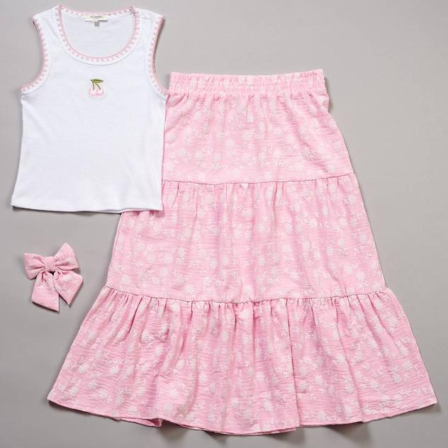 Girls (7-16) No Comment Cherry Tank w/ Tiered Maxi Skirt