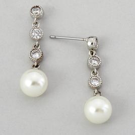 Rosa Rhinestones CZ & Pearl Drop Earrings