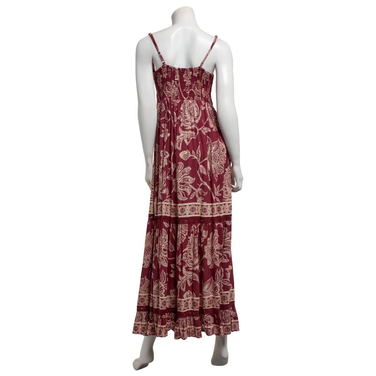 Juniors Angie Floral Gauze Twist Front Tier Maxi Slip Dress